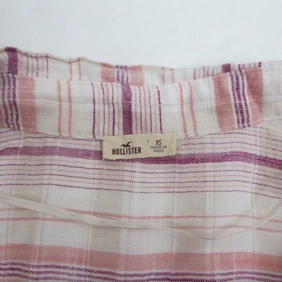 Hollister Womens Plaid Checkered Wrap Front Top Size XS 3/4 Sleeves - Picture 5 of 5